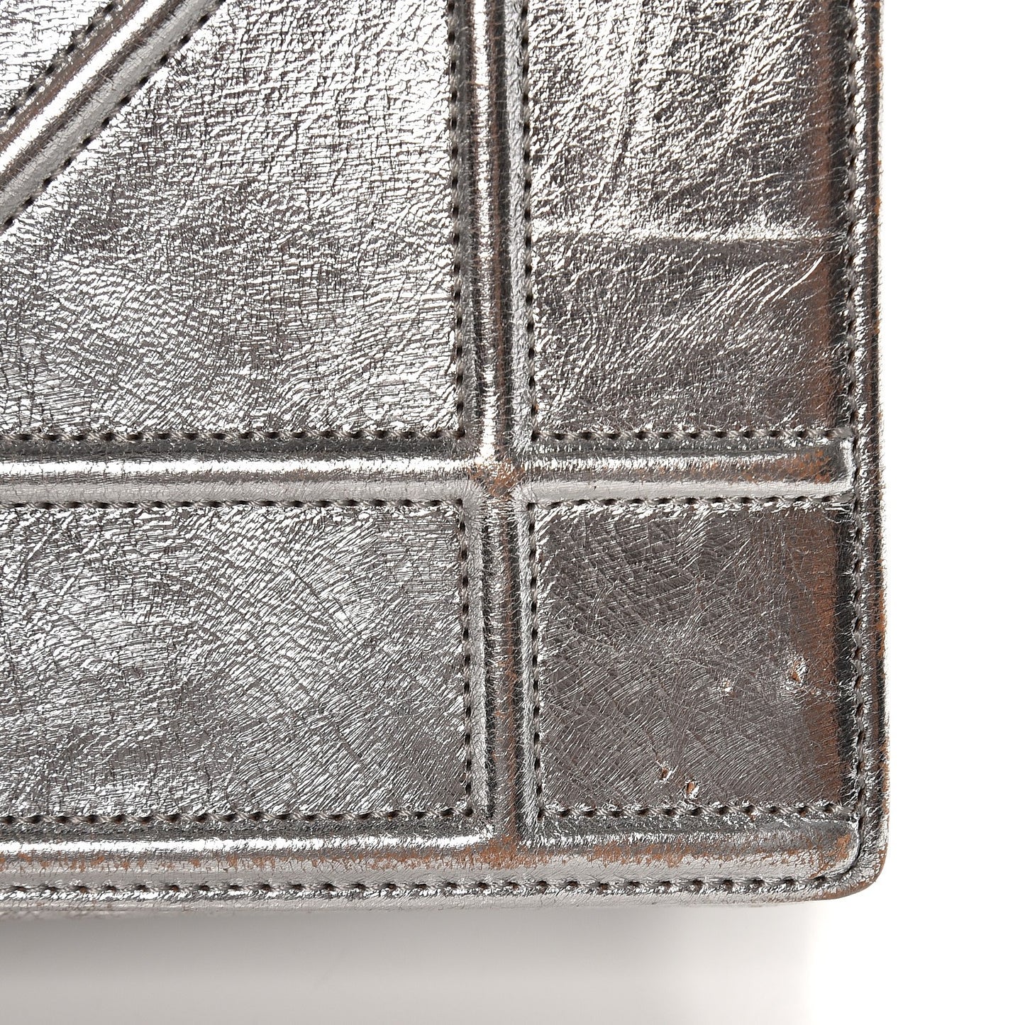Metallic Crinkled Lambskin Medium Diorama Flap Bag Silver