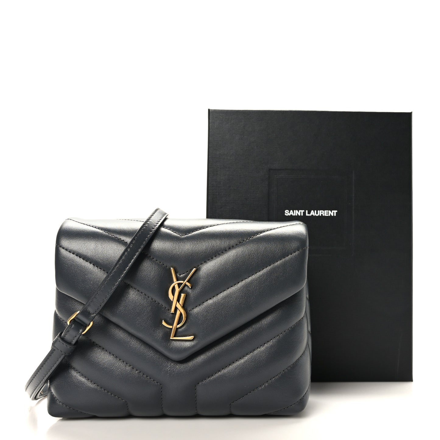 Calfskin Y Quilted Monogram Toy Loulou Crossbody Bag Dark Smog