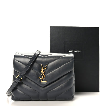 Saint Laurent Calfskin Y Quilted Monogram Toy Loulou Crossbody Bag Dark Smog 3 of 10