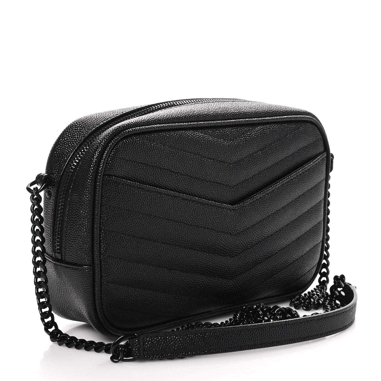 Saint Laurent Grain De Poudre Matelasse Monochrome Monogram Mini Lou Camera Bag Black 3 of 10