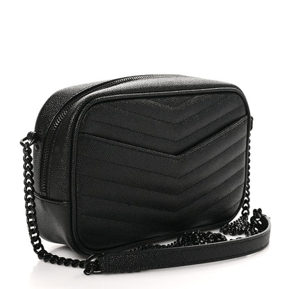 Saint Laurent Grain De Poudre Matelasse Monochrome Monogram Mini Lou Camera Bag Black 3 of 10