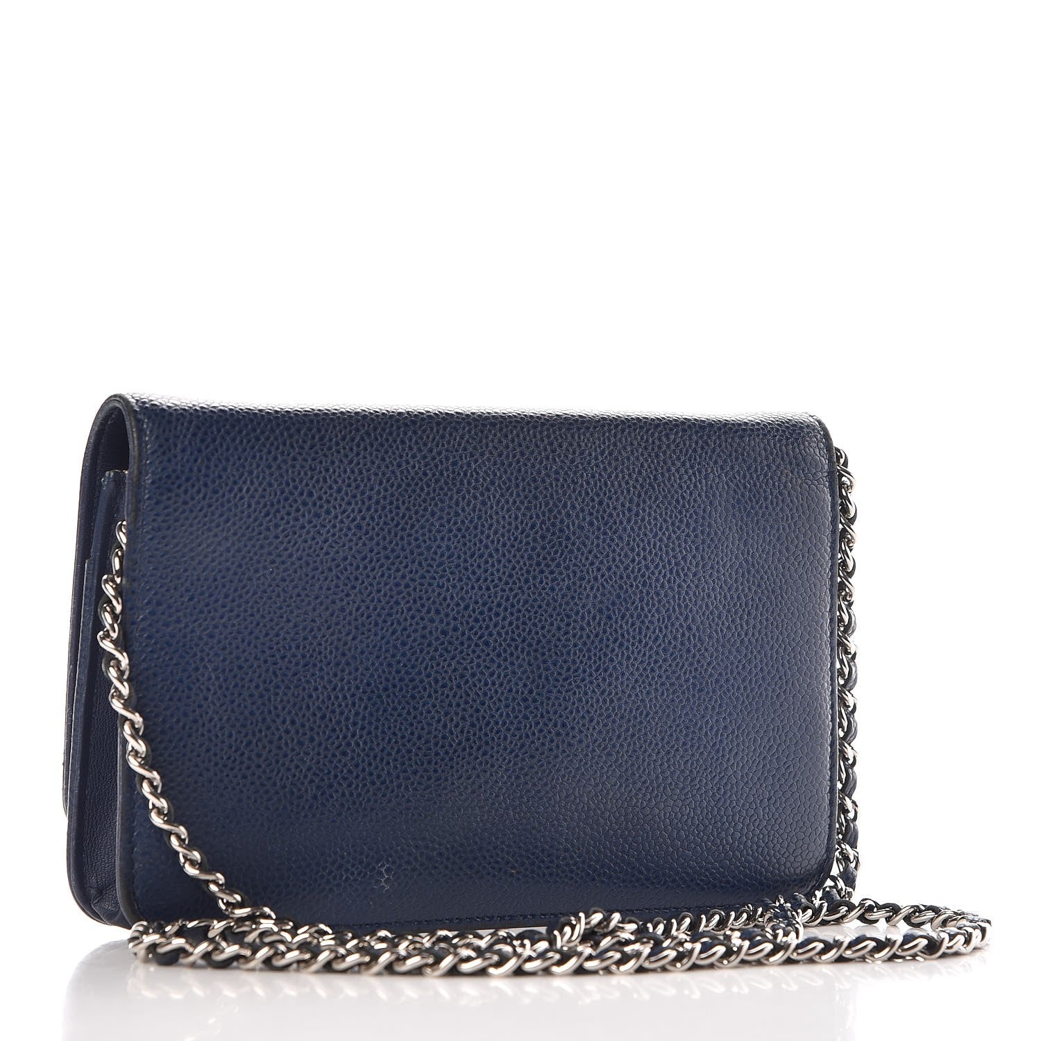 Chanel Caviar Timeless CC Wallet On Chain WOC Dark Blue 3 of 17
