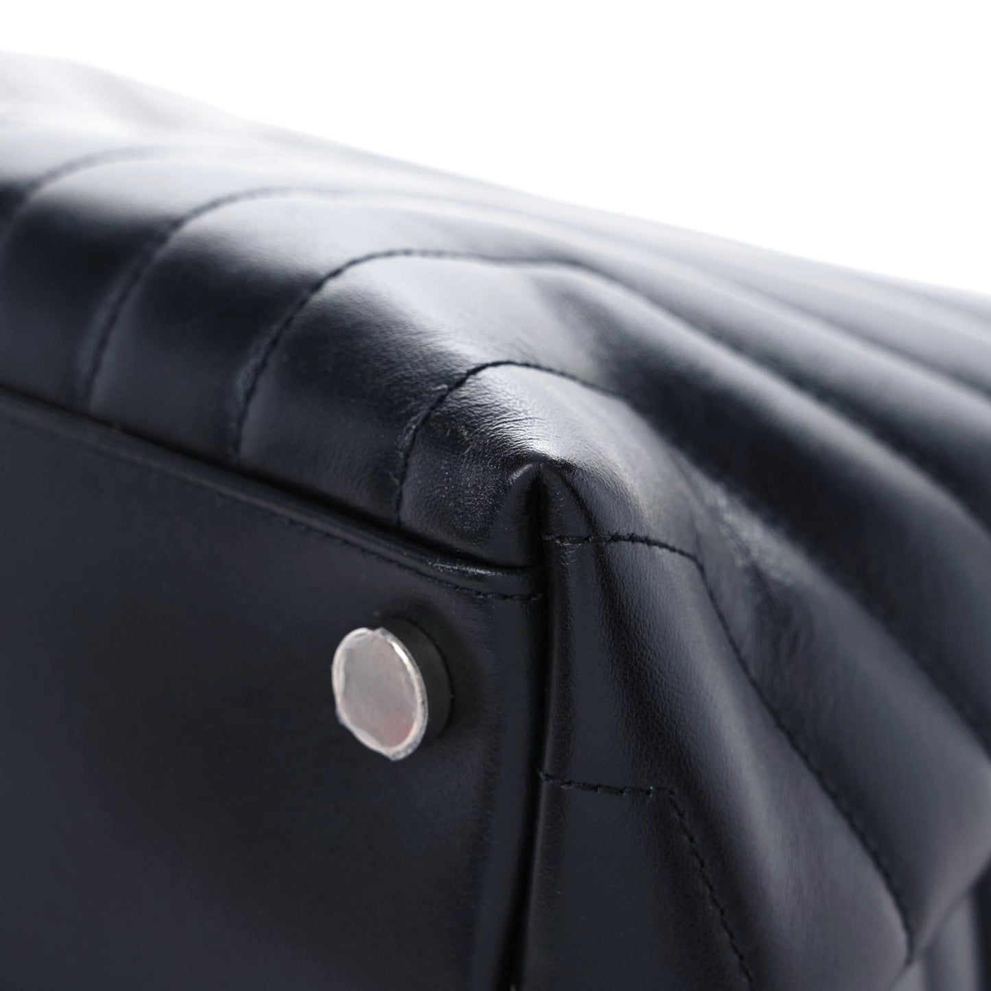 Calfskin Y Quilted Monogram Large Loulou Chain Satchel Black