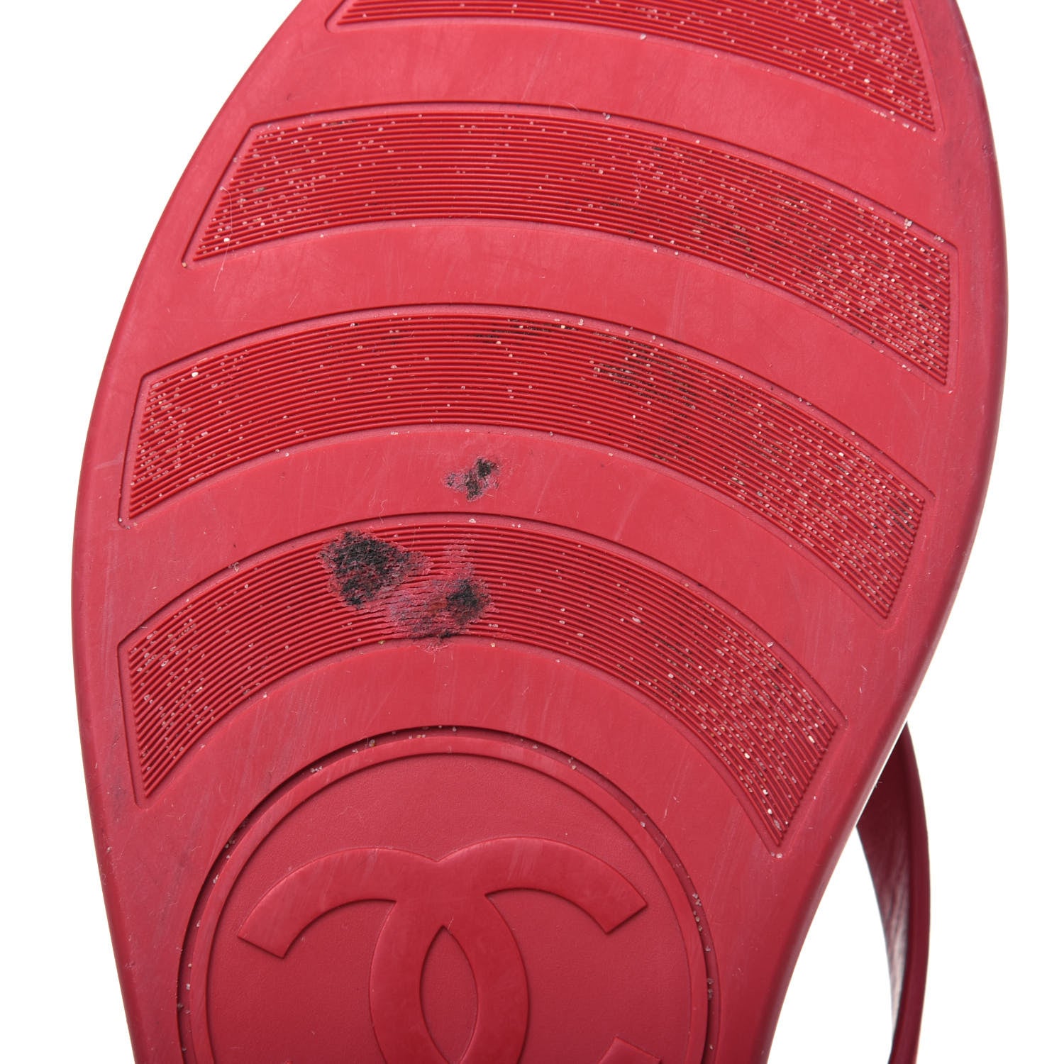 Chanel Suede Calfskin Rubber Thong Sandals 38 Red 9 of 12