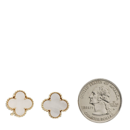 Van Cleef & Arpels 18K Yellow Gold Mother of Pearl Vintage Alhambra Clip-On Earrings 2 of 4