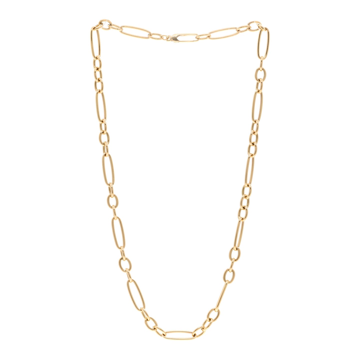 18K Yellow Gold Alternating Oval Link Short Necklace