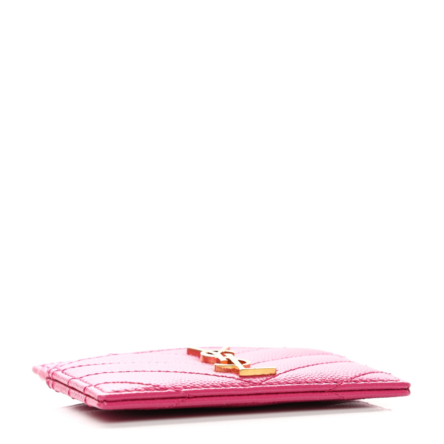 Grain De Poudre Matelasse Chevron Monogram Credit Card Case Fresh Fuxia