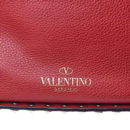 Valentino Garavani Grained Calfskin Rockstud Bucket Bag Red 8 of 10