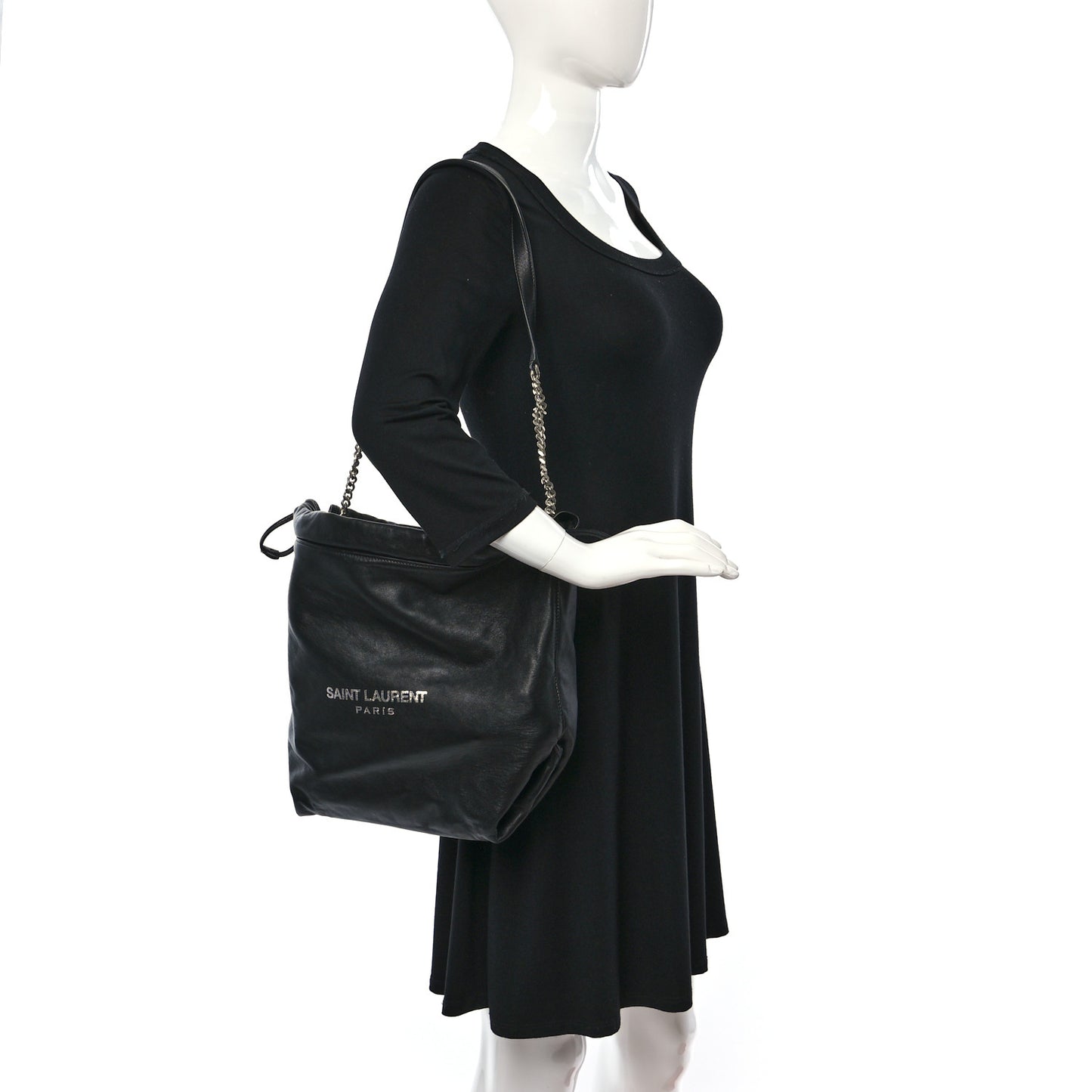 Lambskin Teddy Drawstring Bag Black
