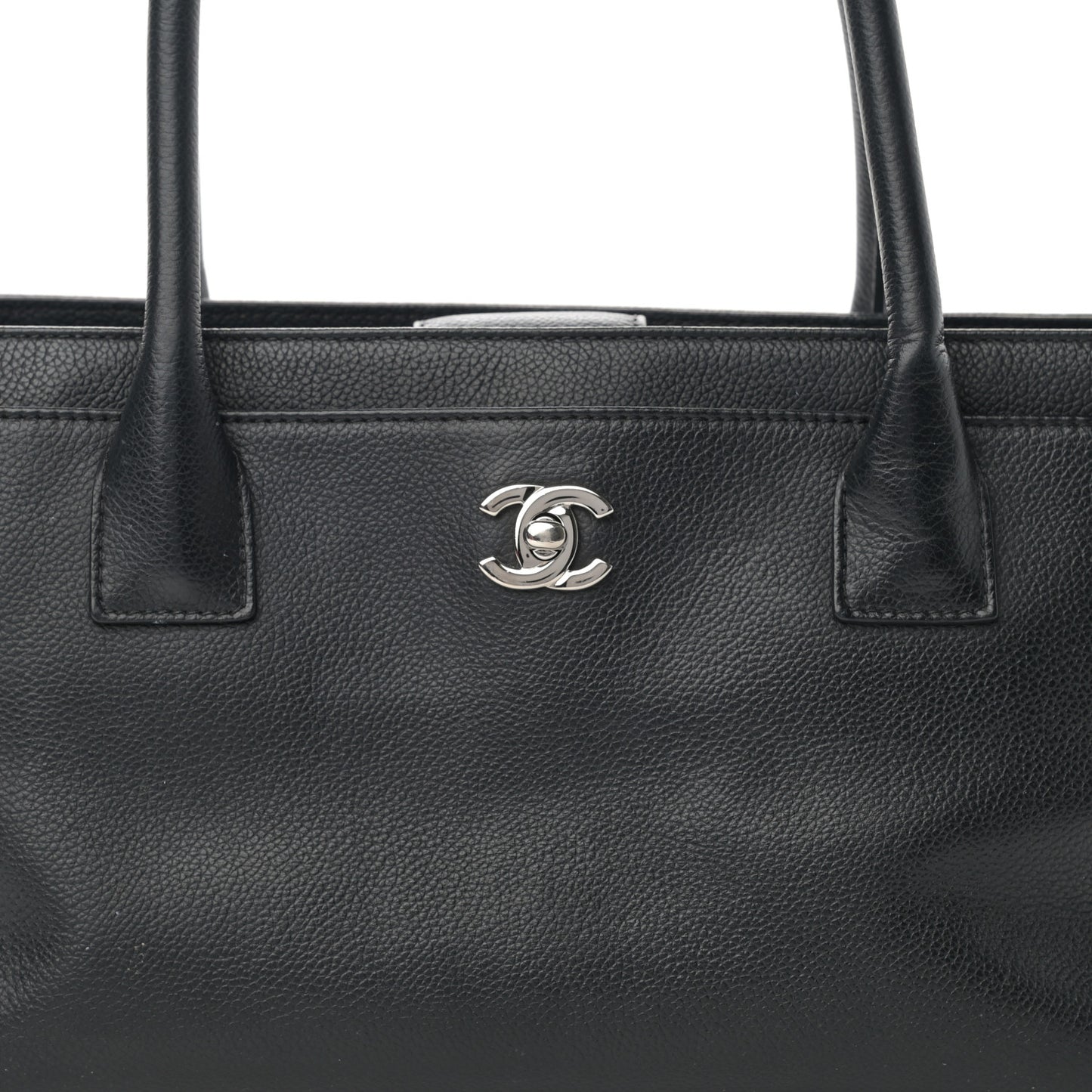 Calfskin Small Cerf Executive Shopper Tote Black
