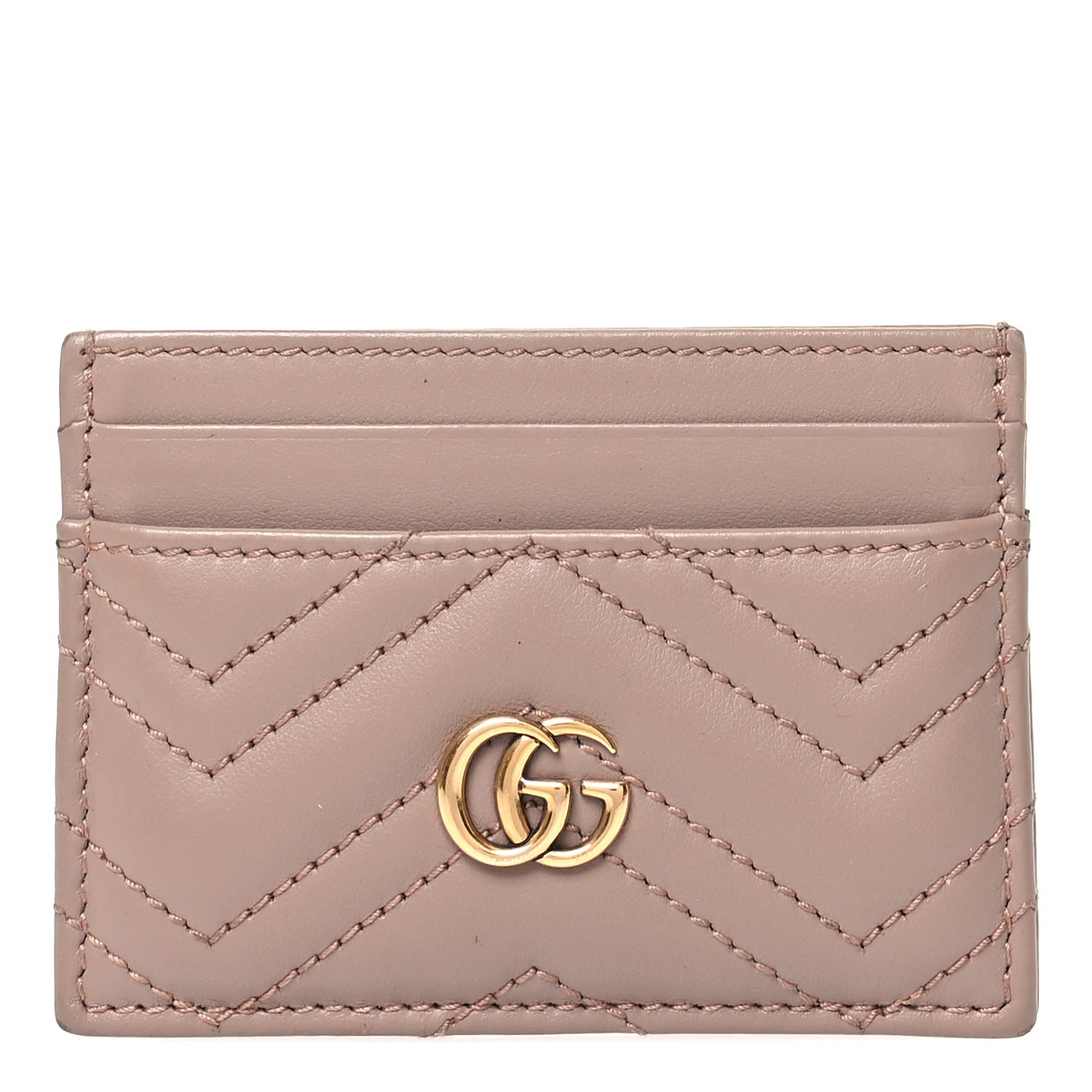 Calfskin Matelasse GG Marmont Card Holder Porcelain Rose