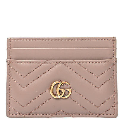 Gucci Calfskin Matelasse GG Marmont Card Holder Porcelain Rose 1 of 5
