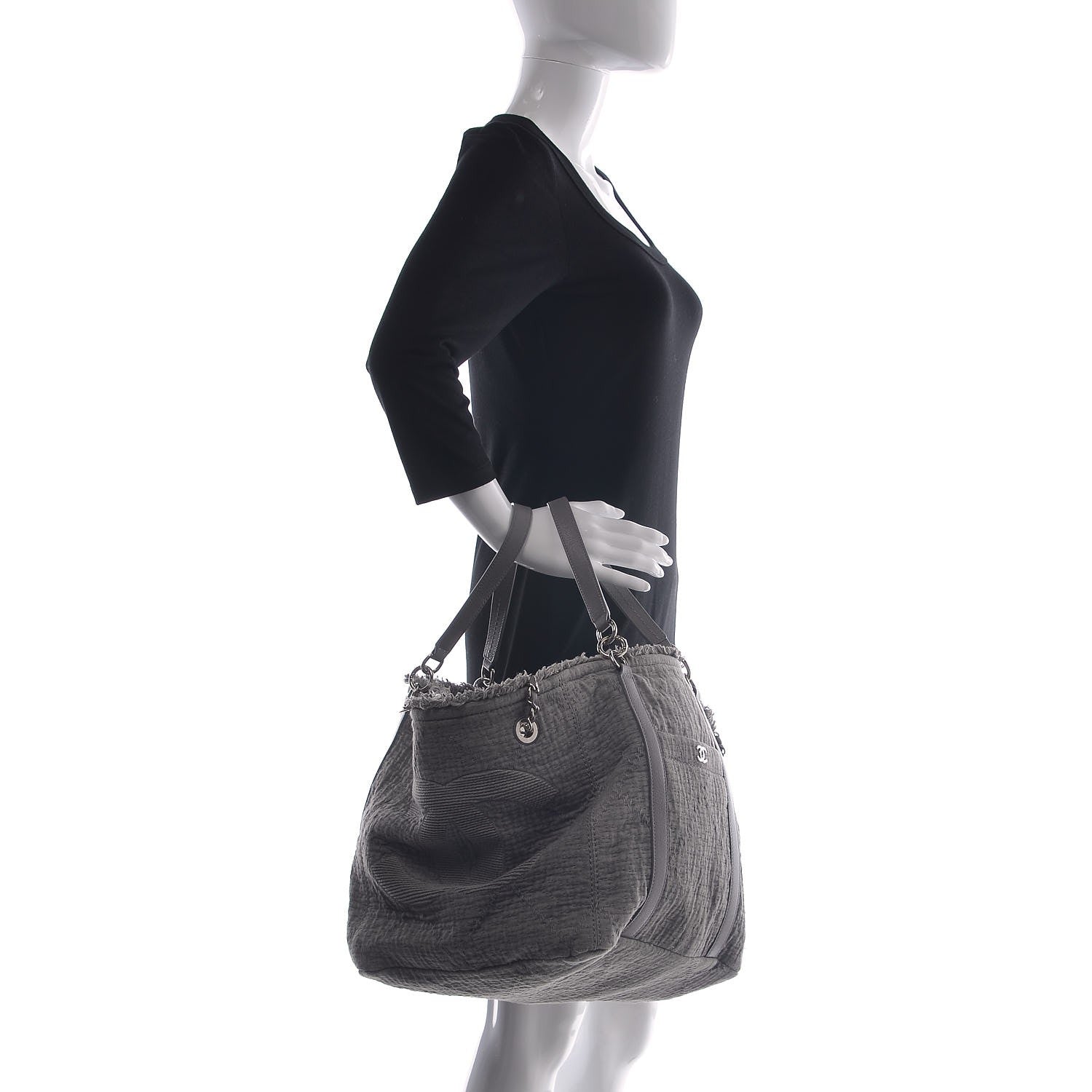 Chanel Canvas Small Double Face Shopping Tote Grey 3 of 9