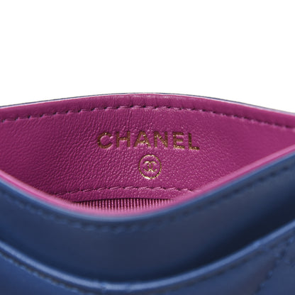Chanel Lambskin Quilted Card Holder Blue Pink 6 of 9