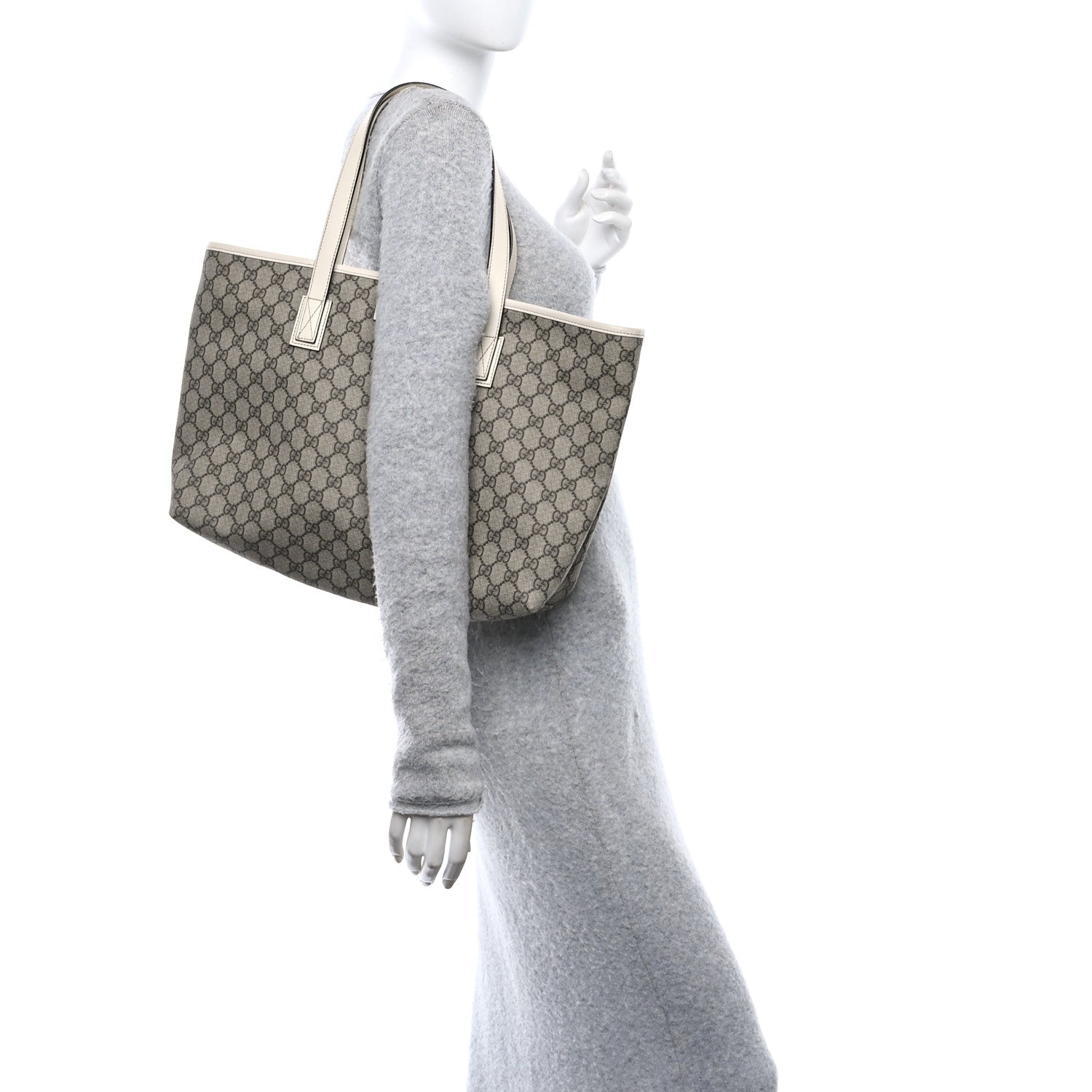 Gucci GG Supreme Monogram Medium Zippered Shopping Tote Off White 2 of 10
