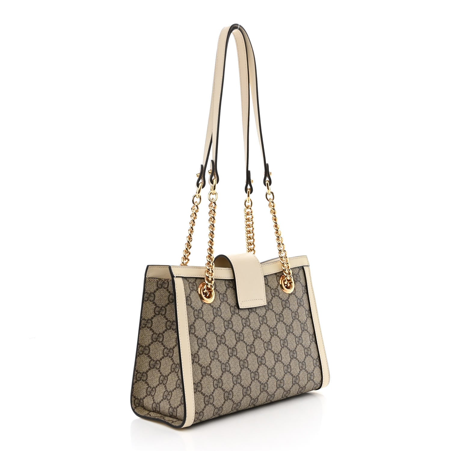 Gucci GG Supreme Monogram Moon Calfskin Small Padlock Tote Beige Ebony Mystic White 3 of 10