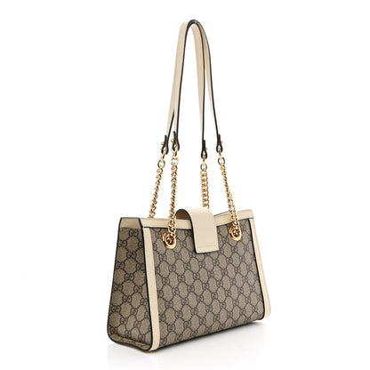 Gucci GG Supreme Monogram Moon Calfskin Small Padlock Tote Beige Ebony Mystic White 3 of 10