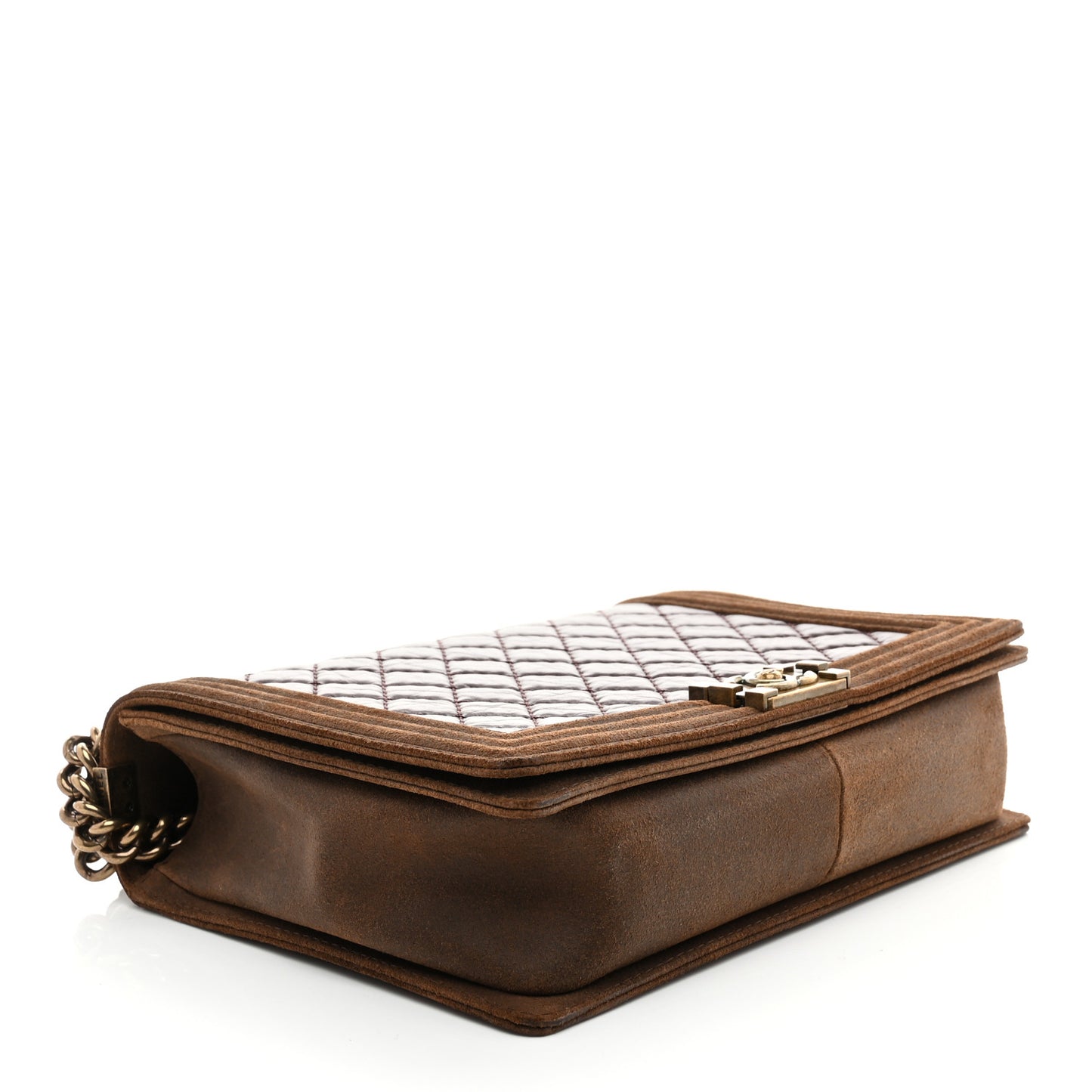 Aged Calfskin Nubuck Quilted Large Boy Flap Burgundy