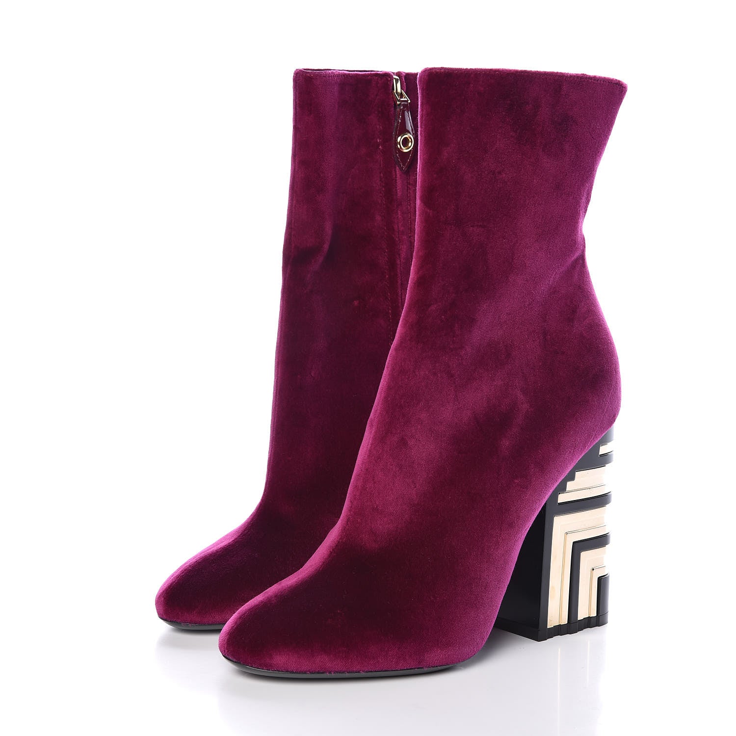 Louis Vuitton Velvet Monumental Ankle Boots 38.5 Magenta 3 of 7