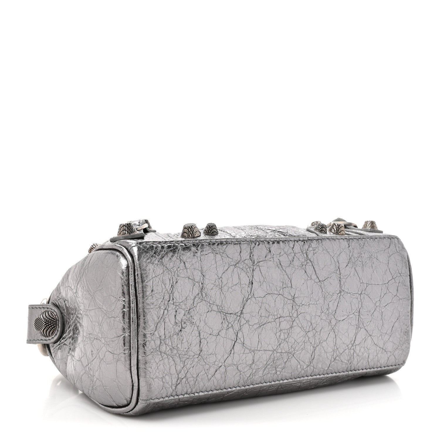 Balenciaga Metallic Agneau Arena Mini Le Cagole Duffle Crossbody Bag Silver 5 of 12