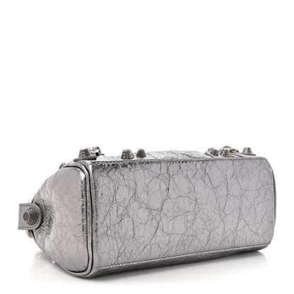 Balenciaga Metallic Agneau Arena Mini Le Cagole Duffle Crossbody Bag Silver 5 of 12