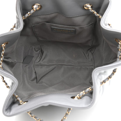 Chanel Lambskin Quilted CC Dweller Drawstring Bucket Bag Light Grey 5 of 11