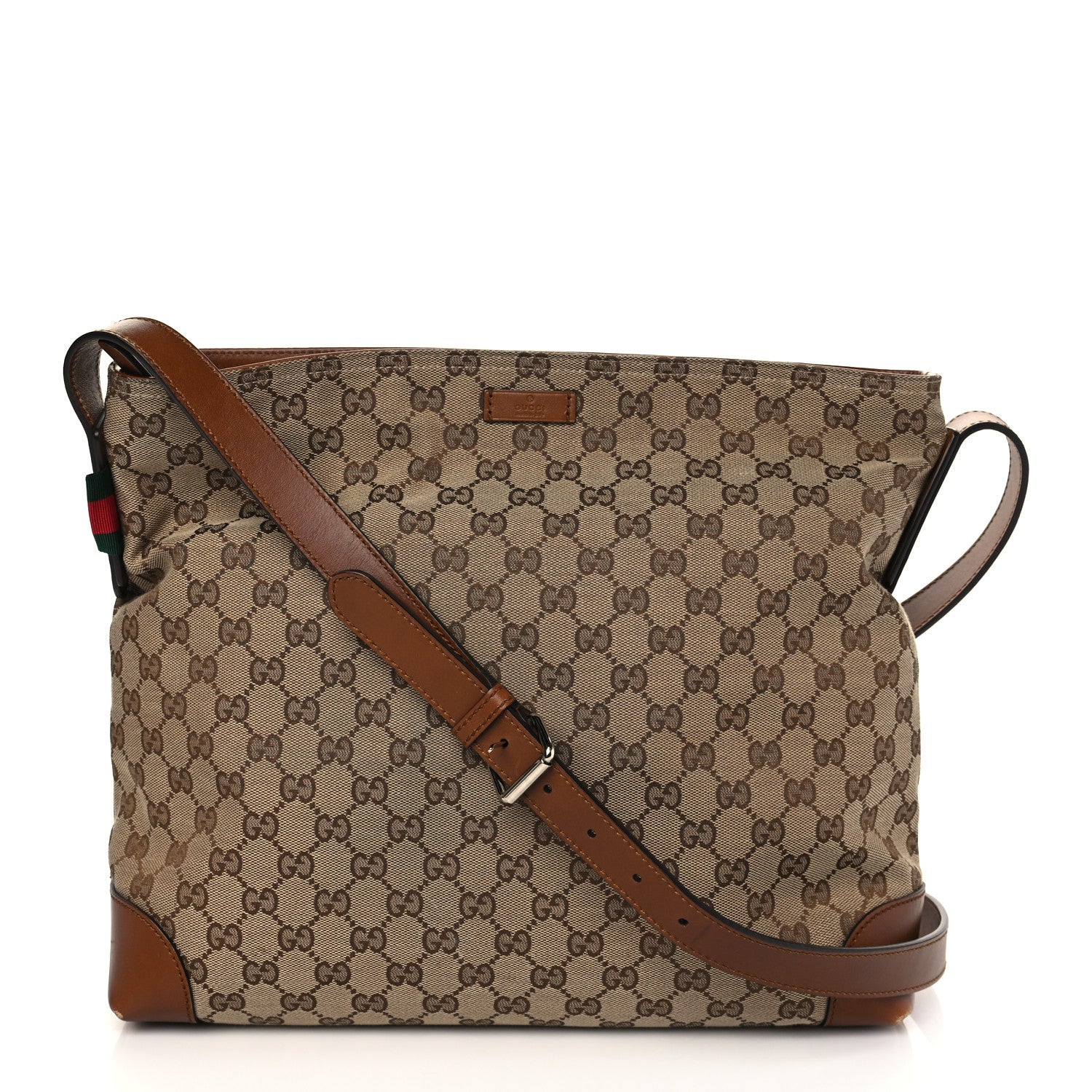 Gucci Monogram Large Flat Messenger Bag Brown 1 of 8
