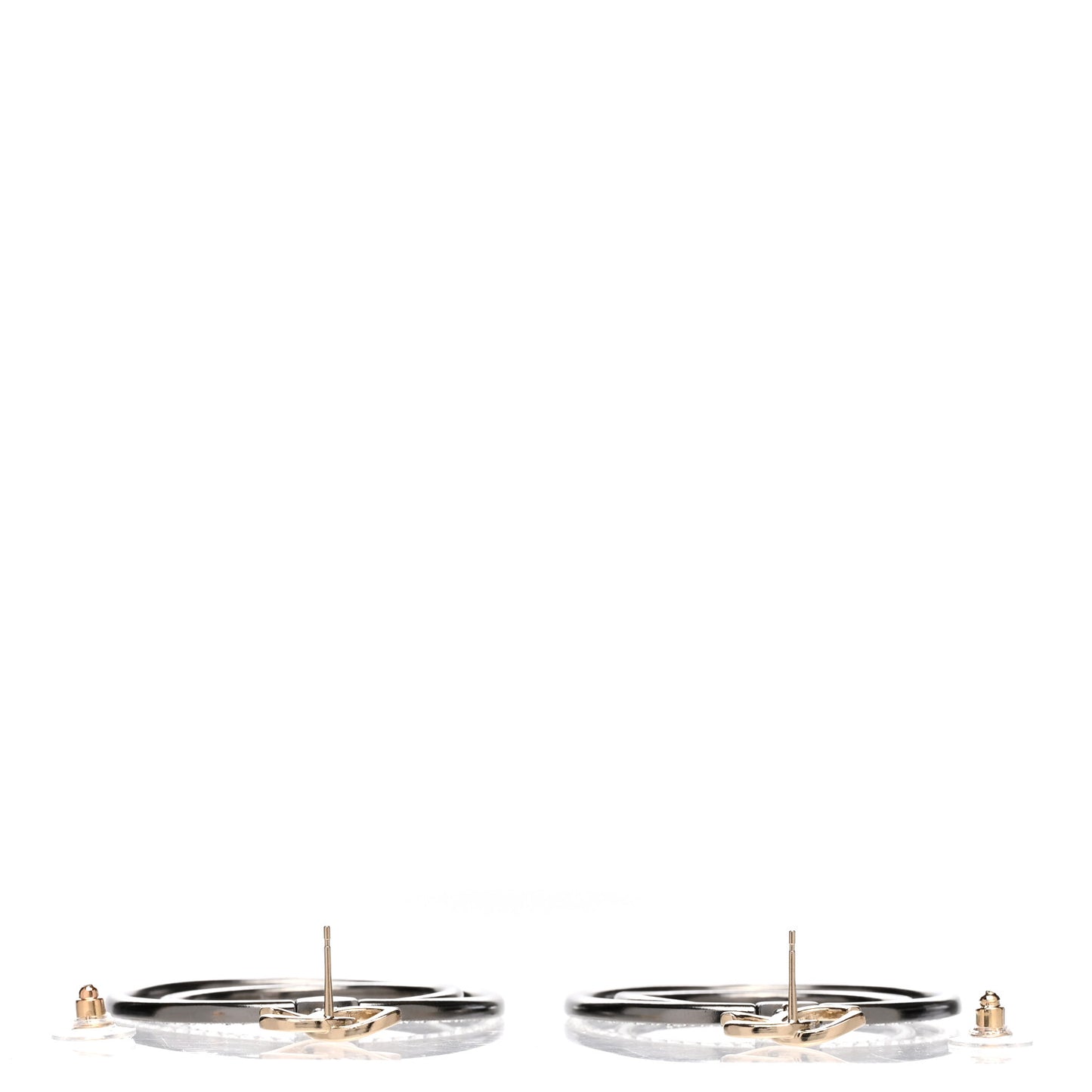 Crystal CC Circle Drop Earrings Silver Gold