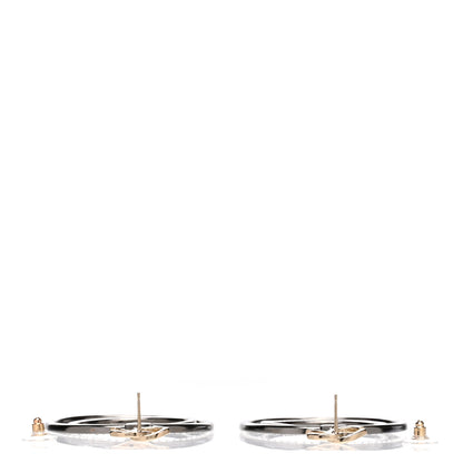 Chanel Crystal CC Circle Drop Earrings Silver Gold 3 of 4