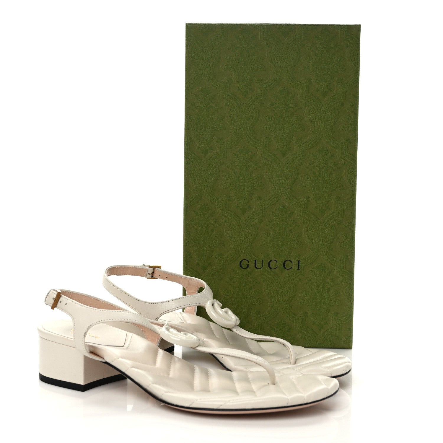 Gucci Nappa Matelasse Double G 35mm Thong Sandals 38.5 Mystic White 2 of 8