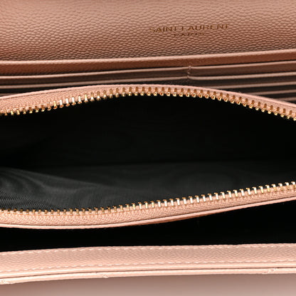 Saint Laurent Grain De Poudre Matelasse Chevron Monogram Chain Wallet Pale Pink 6 of 9