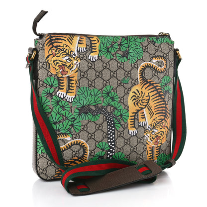 Gucci GG Supreme Monogram Bengal Web Medium Flat Messenger Beige Yard 4 of 10