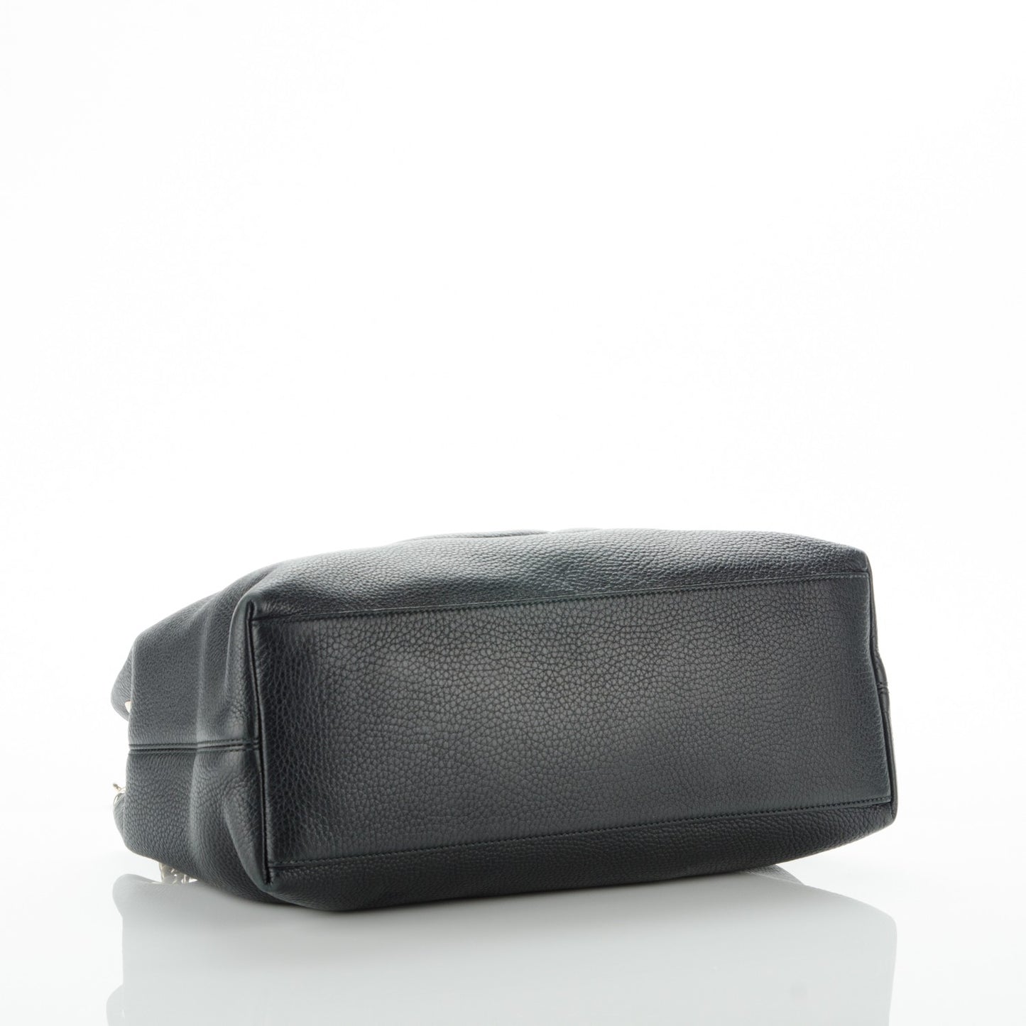 Pebbled Calfskin Medium Soho Chain Shoulder Bag Black