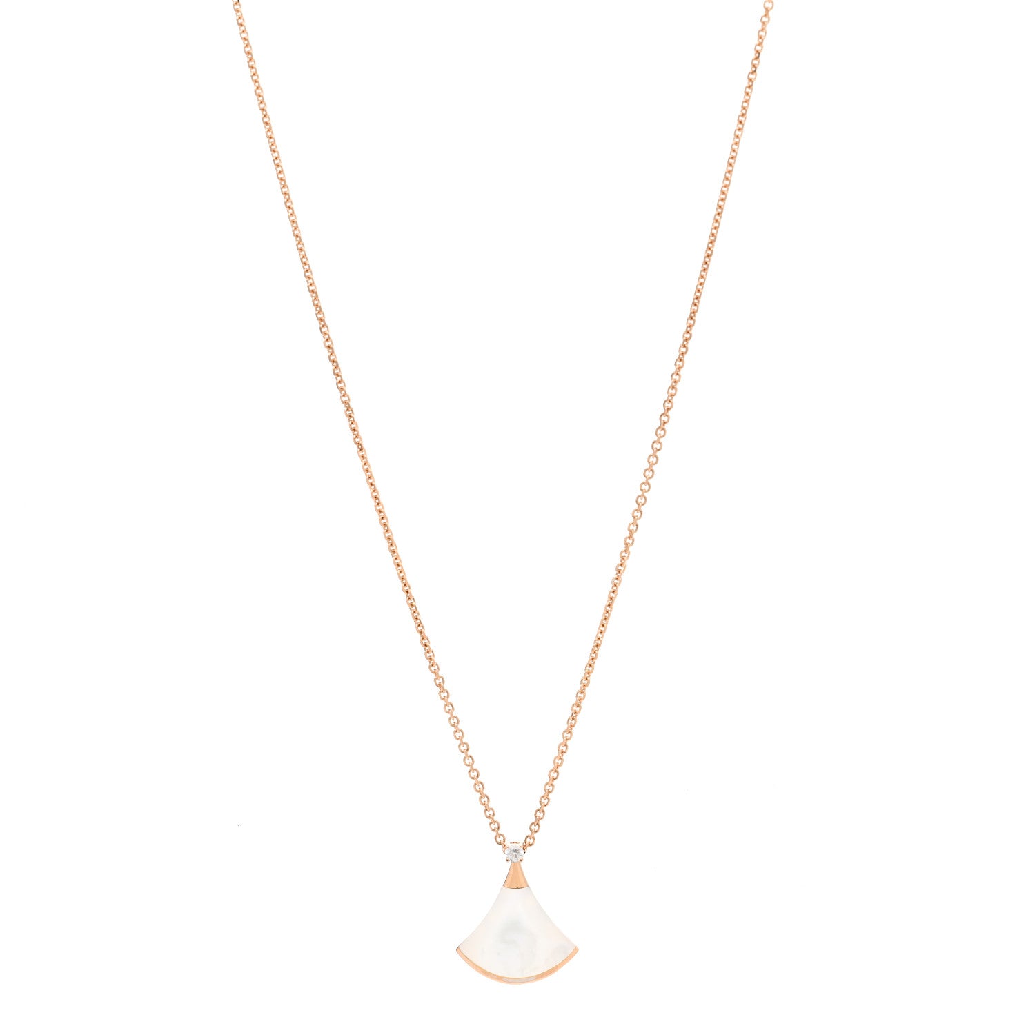 Bulgari 18K Rose Gold Diamond Mother of Pearl Small Divas' Dream Pendant Necklace 1 of 5