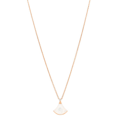 Bulgari 18K Rose Gold Diamond Mother of Pearl Small Divas' Dream Pendant Necklace 1 of 5