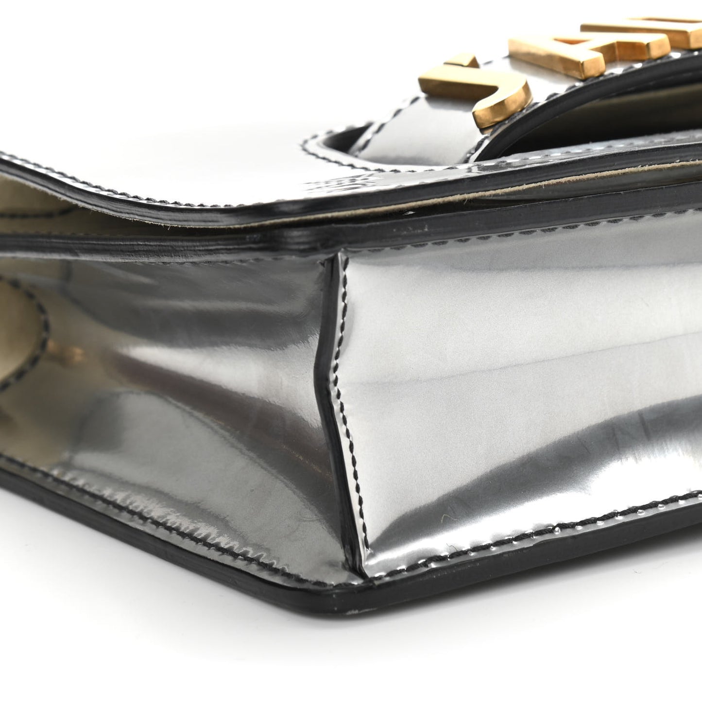 Metallic Calfskin J'Adior Chain Flap Bag Silver