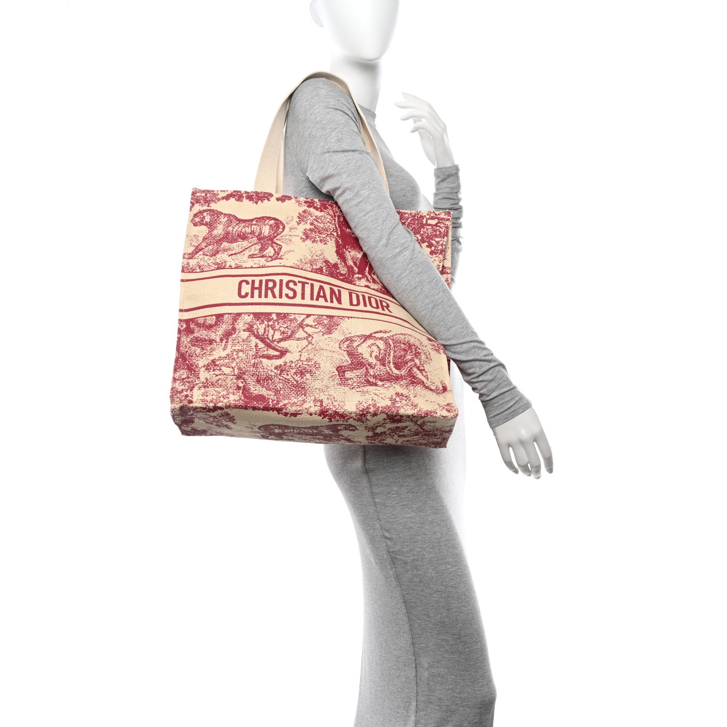 Christian Dior Straw Dioriviera Tote Red 2 of 9