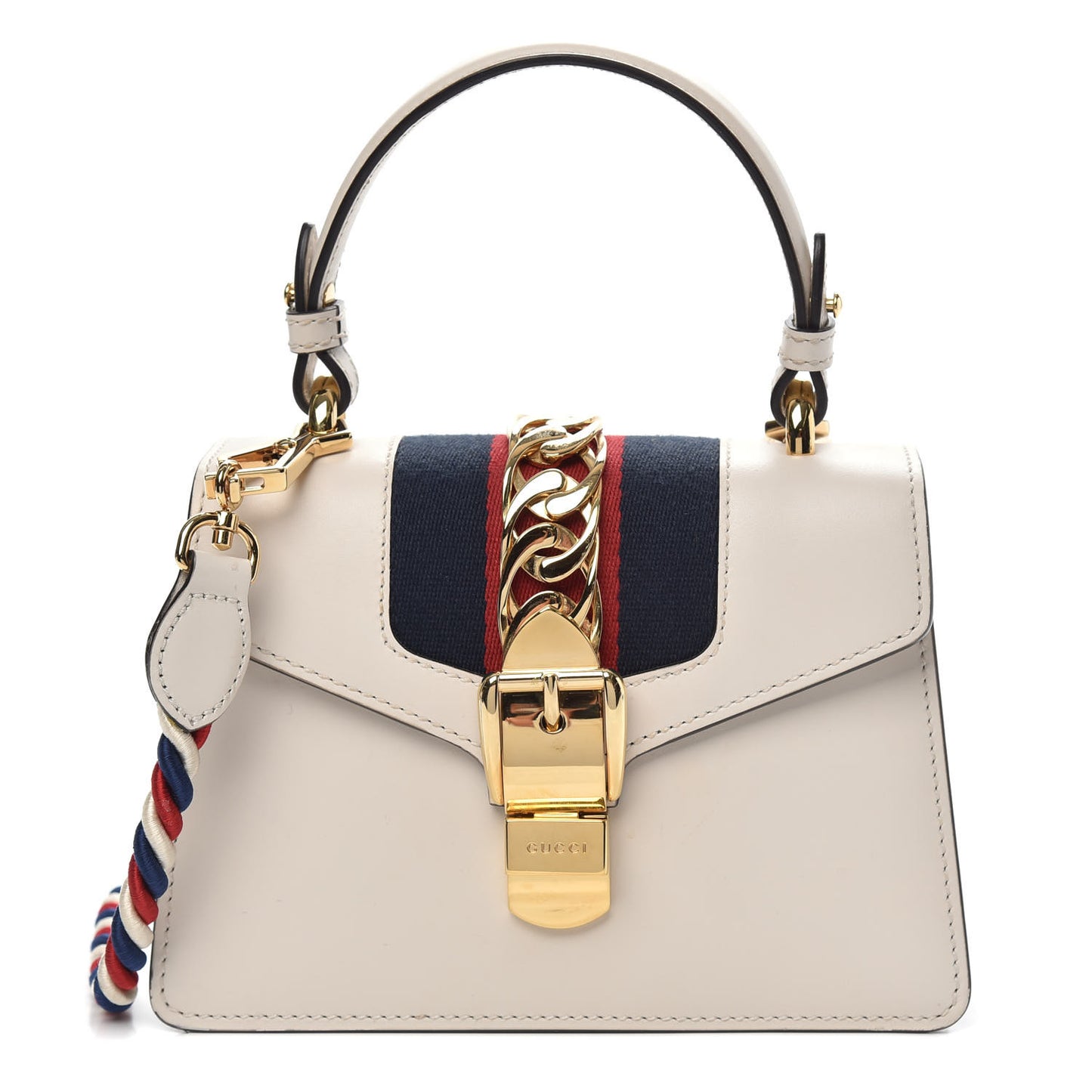 Calfskin Mini Sylvie Top Handle Bag White