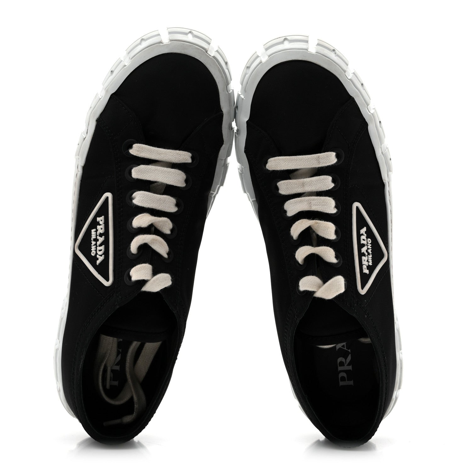 Prada Re-Nylon Gabardine Triangle Logo Double Wheel 50mm Sneakers 38.5 Black 2 of 11