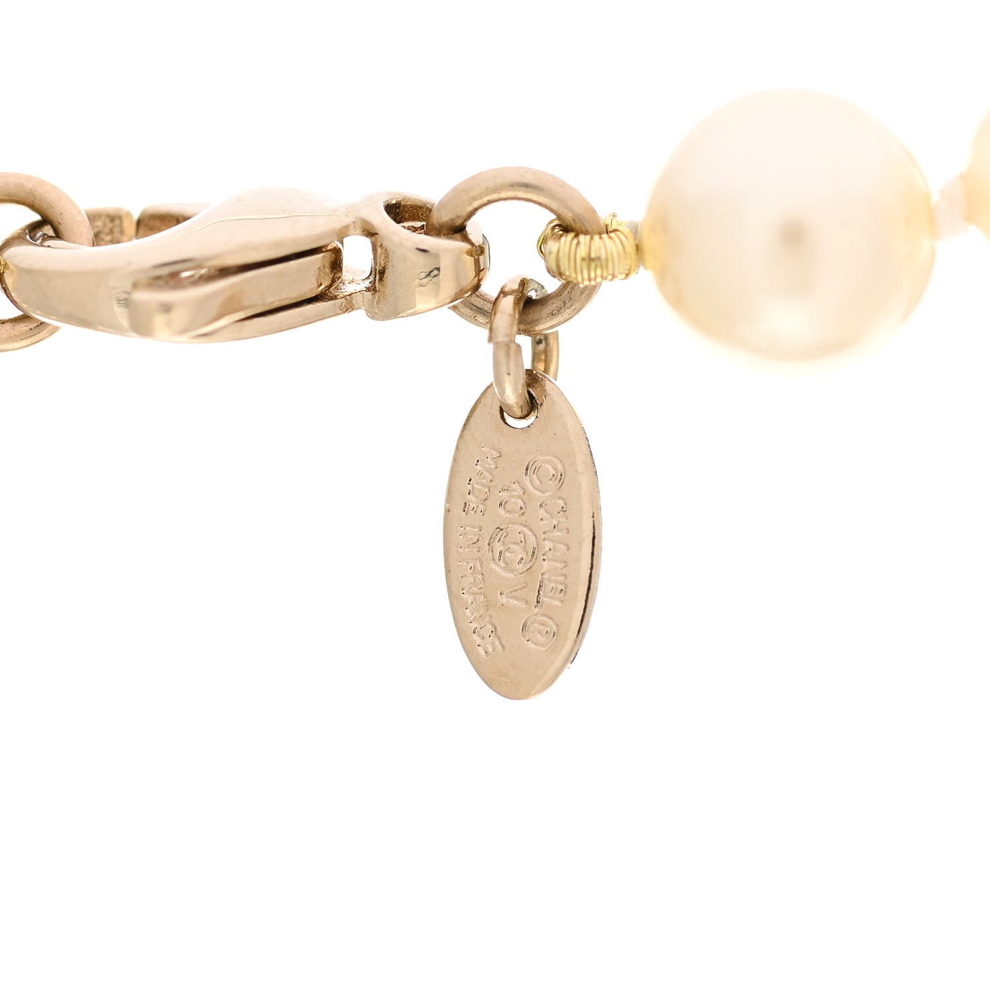 Graduated Pearl CC Long Necklace Gold
