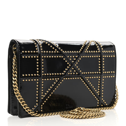 Christian Dior Patent Studded Diorama Wallet on Chain Pouch Black 3 of 10