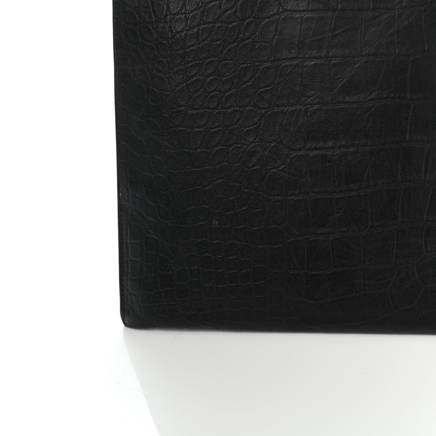 Saint Laurent Calfskin Crocodile Embossed Tablet Pouch Black 9 of 10