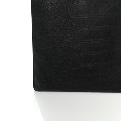 Saint Laurent Calfskin Crocodile Embossed Tablet Pouch Black 9 of 10