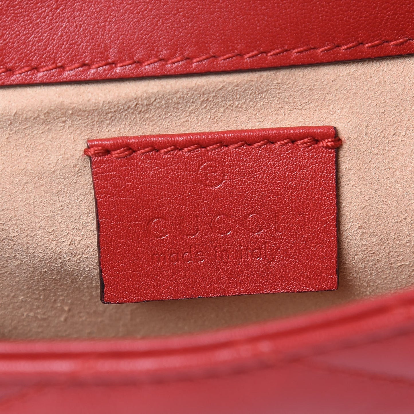 Calfskin Matelasse Super Mini GG Marmont Shoulder Bag Hibiscus Red