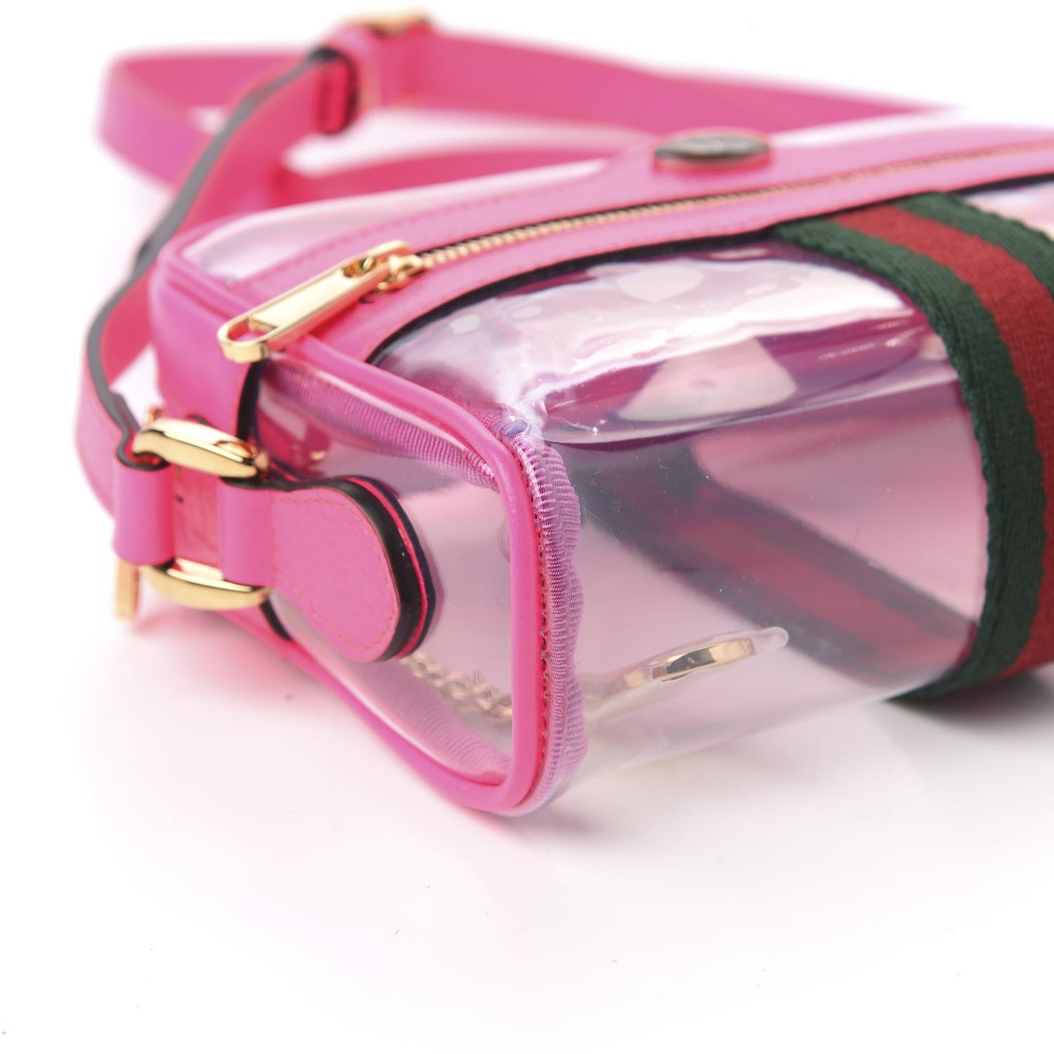 Gucci Vinyl Web Mini Ophidia Transparent Shoulder Bag Fluorescent Fuchsia 6 of 9