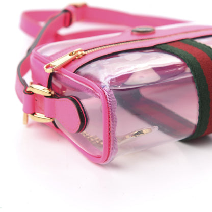 Gucci Vinyl Web Mini Ophidia Transparent Shoulder Bag Fluorescent Fuchsia 6 of 9