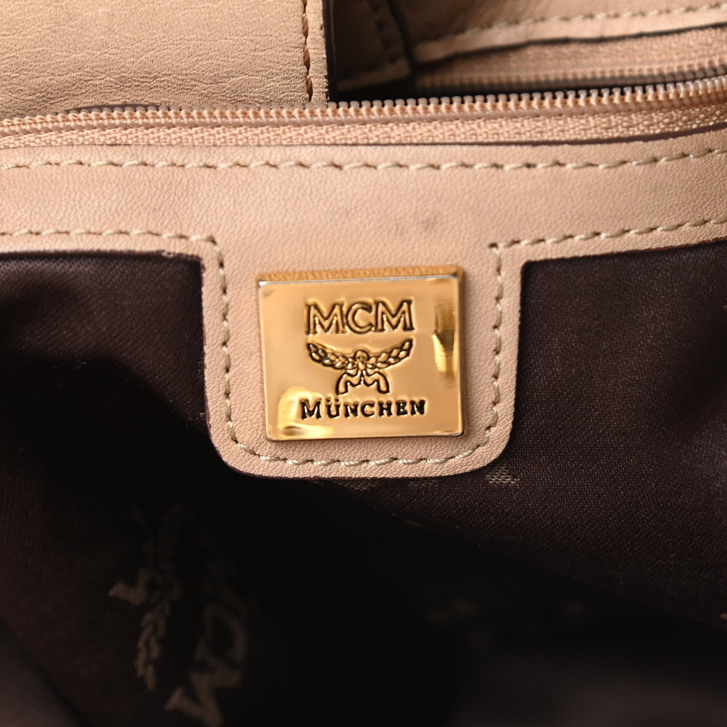 MCM Visetos Drawstring Bucket Bag Beige 6 of 21