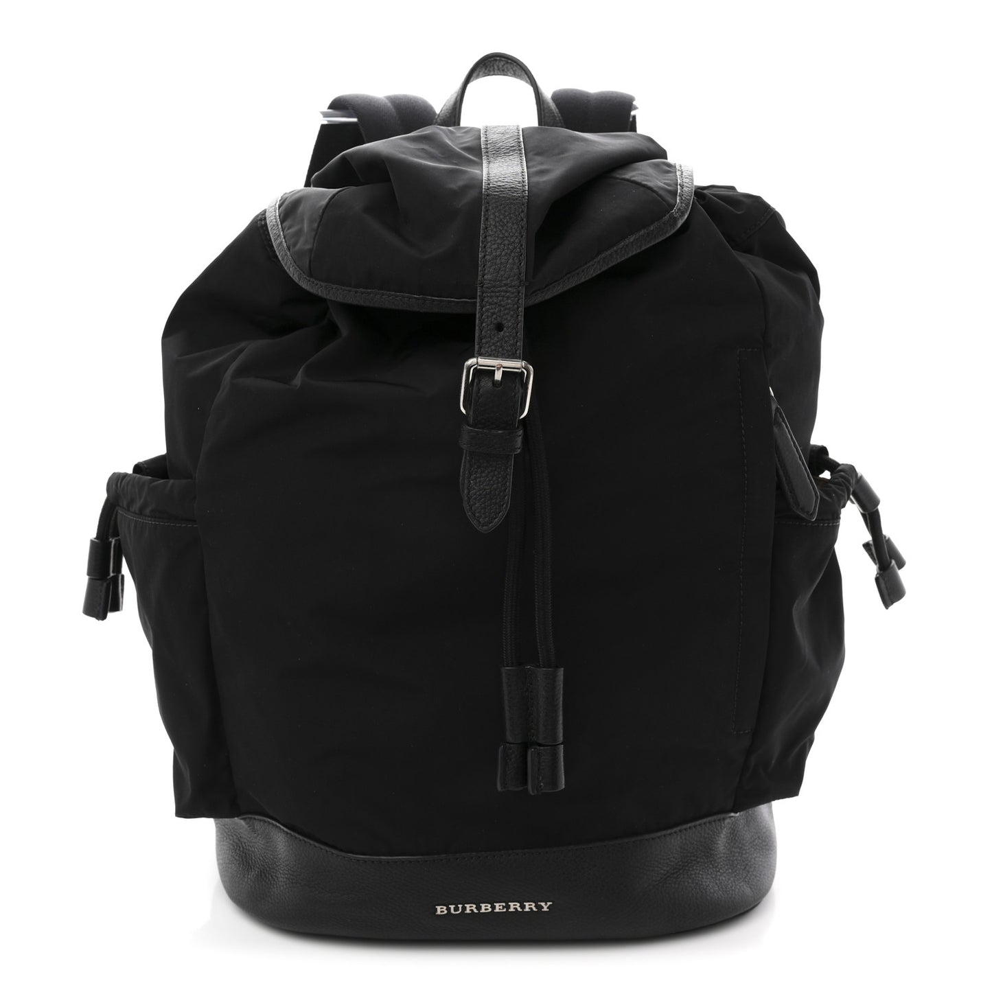 Nylon Grained Calfskin Watson Diaper Bag Black