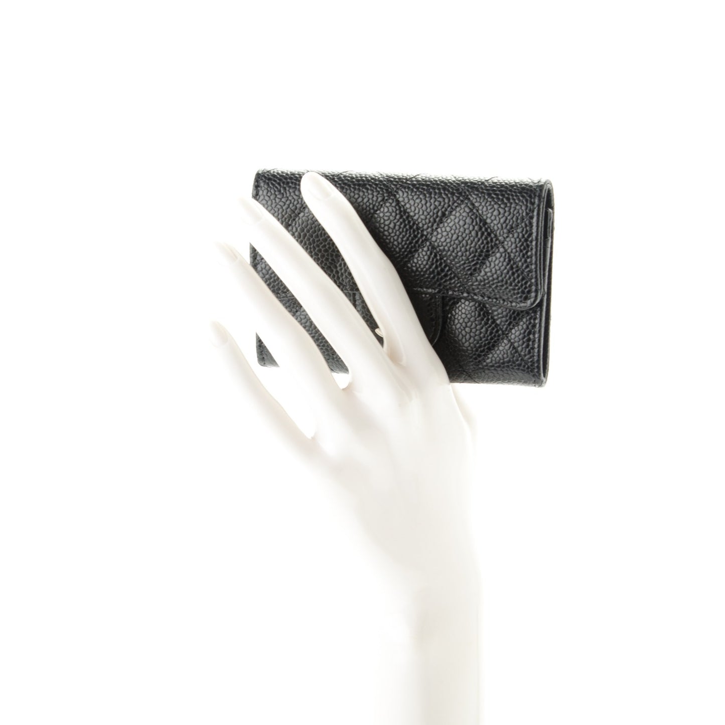 Caviar Quilted Flap Card Holder Black