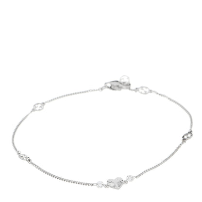Gucci 18K White Gold Diamond Heart GG Station Bracelet 1 of 5